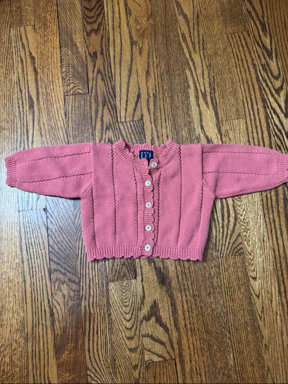 Vintage Baby GAP Pink Knit Cardigan 6–12M Y2K Cotton Button Sweater